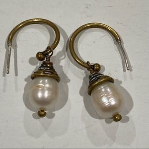 Faux pearl dangle drop earrings casual work wear